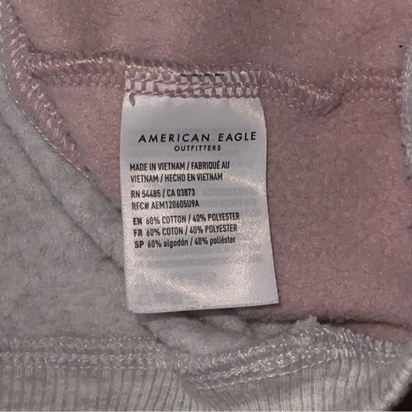 American Eagle Ahh-Mazingly Soft XS Oversized Quarter Zip Pink Gray Coloblock - Picture 3 of 6